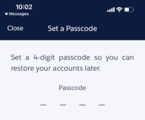 Set passcode screenshot